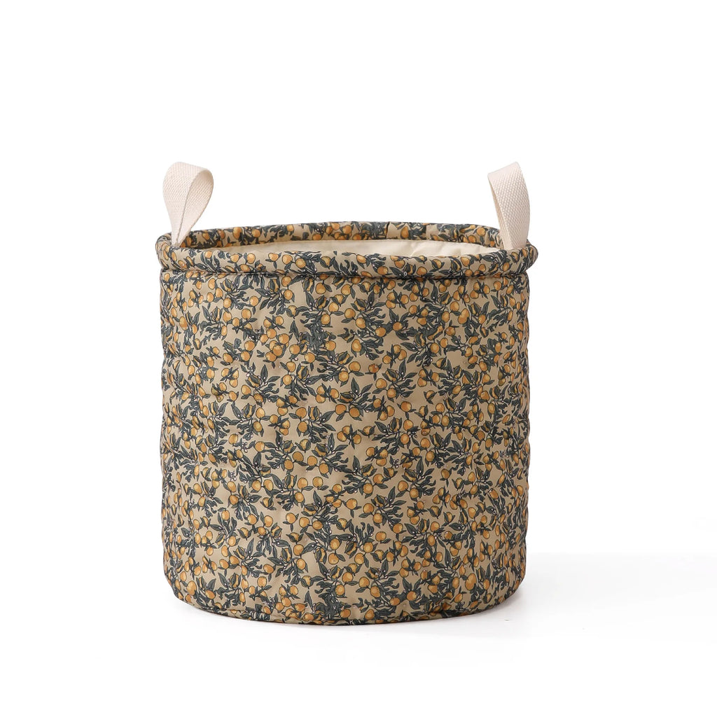 Floral print storage basket – 28x28 cm – cotton basket for diapers, toys &amp; baby items