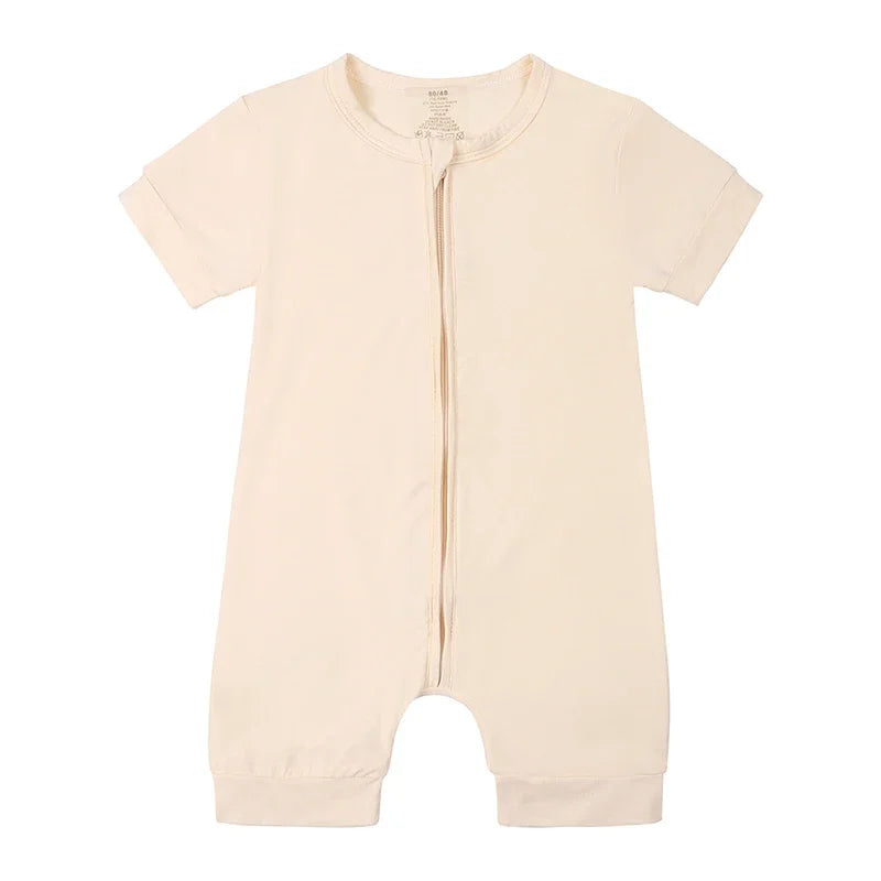 Baby summer romper – short sleeves – bamboo fiber with zipper – 3–24 months 