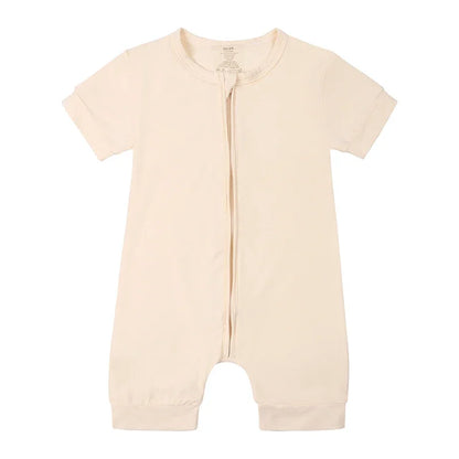 Baby summer romper – short sleeves – bamboo fiber with zipper – 3–24 months 