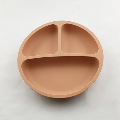 Baby silicone dinner set – plate, bowl, wooden spoon &amp; fork – BPA-free &amp; non-slip