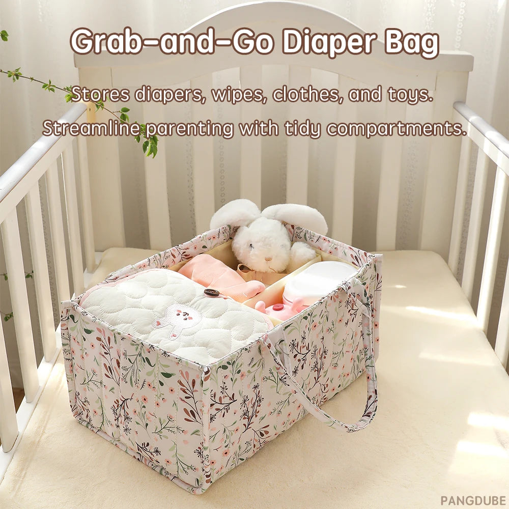 Foldable diaper bag organizer – spacious basket for diapers &amp; baby items – portable &amp; multifunctional