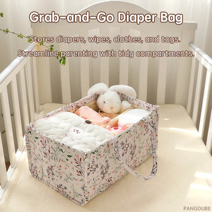 Foldable diaper bag organizer – spacious basket for diapers &amp; baby items – portable &amp; multifunctional