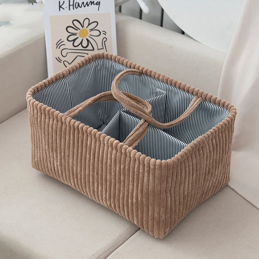 Suede storage basket 38x26 cm – stylish organizer for toys, laundry &amp; baby items