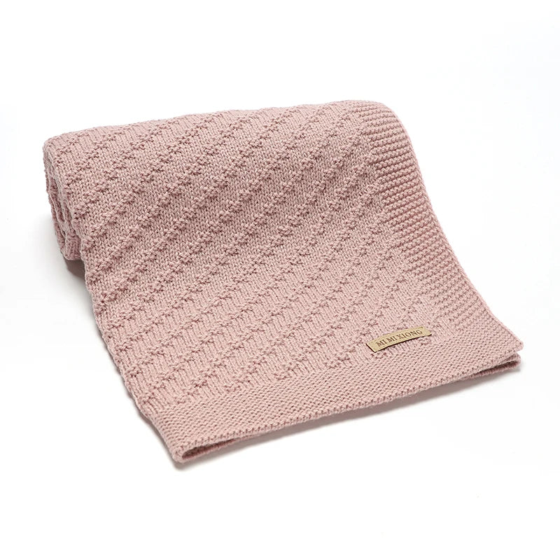Knitted baby blanket cotton – 90x70 cm – for crib, stroller &amp; swaddle