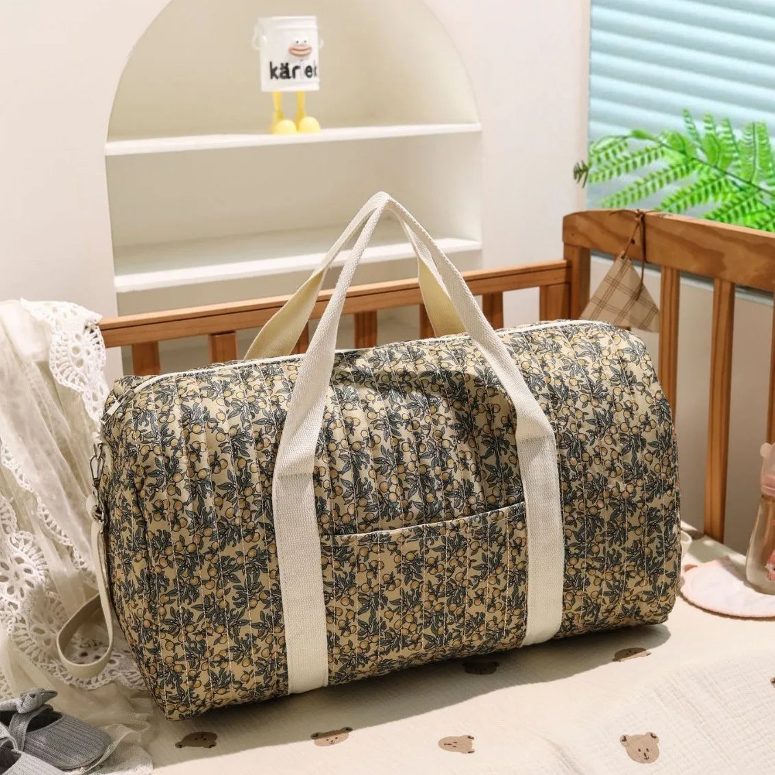 Waterproof mommy bag – 48x28x24 cm – large capacity – floral print &amp; multifunctional design
