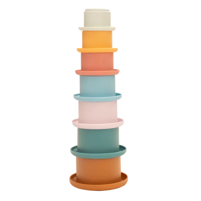 Silicone Stacking Cups – BPA-Free – 7-Piece – Educational Building Toy for Babies &amp; Toddlers 