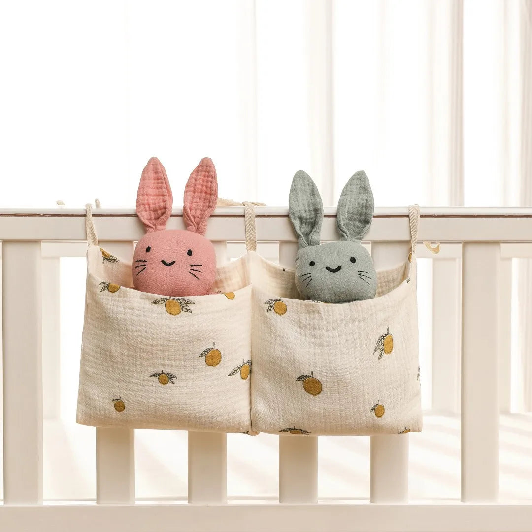 Baby box storage bag – 39x20 cm – double compartments – soft cotton organizer