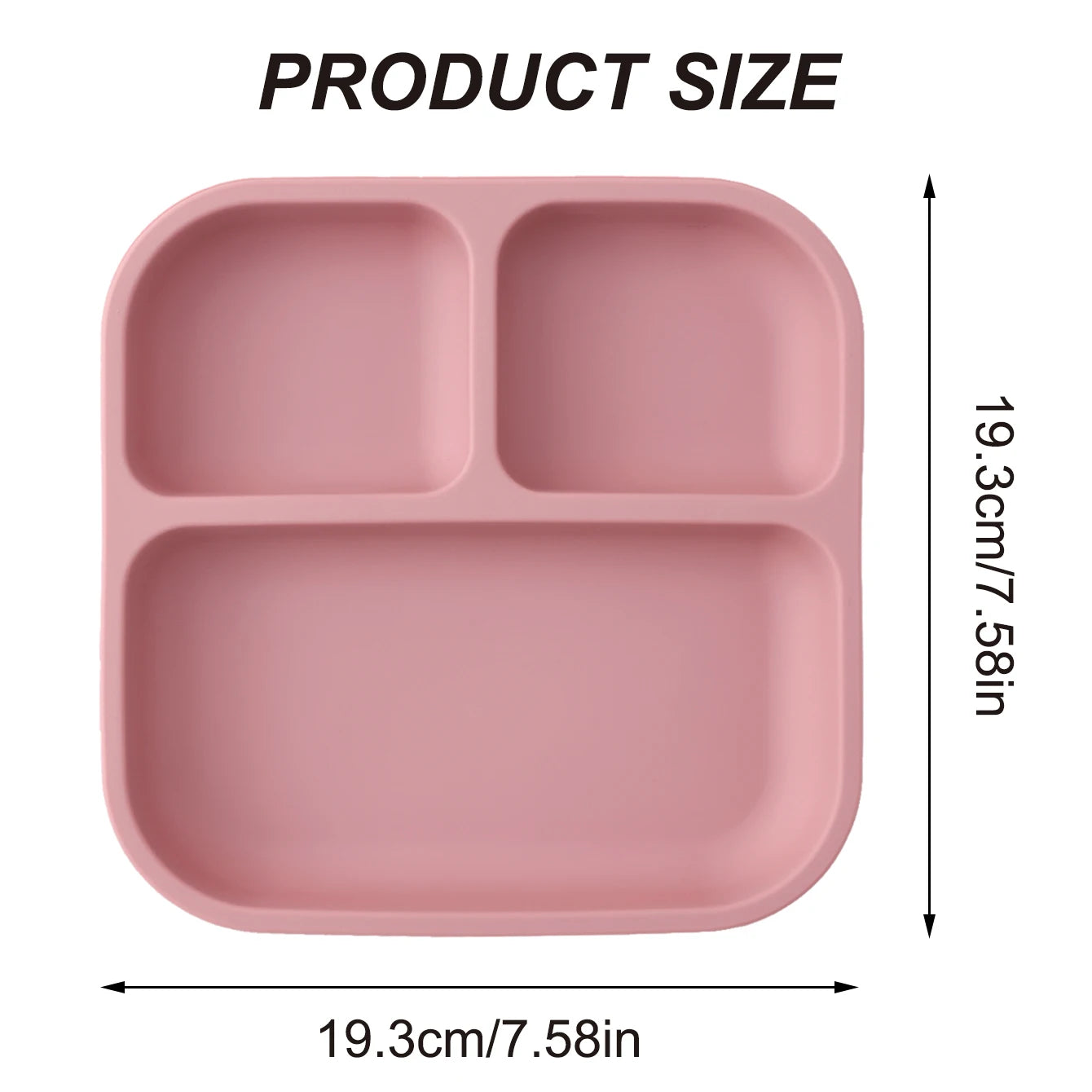 Silicone children's plate with suction cup - square, divided, BPA-free