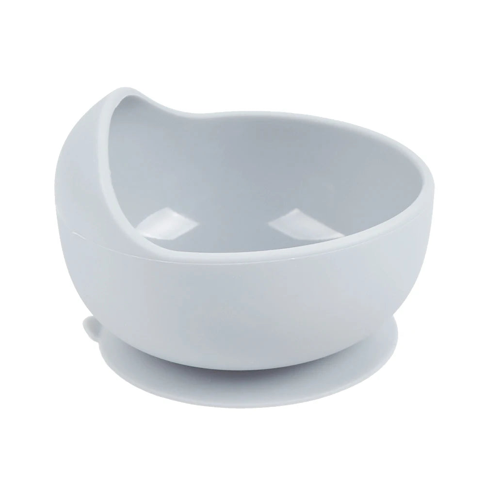 Baby silicone dinner set – plate, bowl, wooden spoon &amp; fork – BPA-free &amp; non-slip