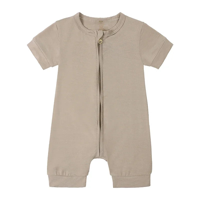 Baby summer romper – short sleeves – bamboo fiber with zipper – 3–24 months 