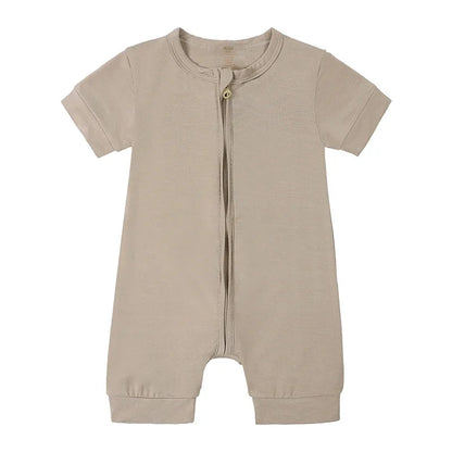Baby summer romper – short sleeves – bamboo fiber with zipper – 3–24 months 