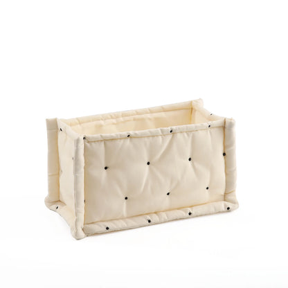 Cotton storage basket with floral print - quilted - multifunctional for diapers, care