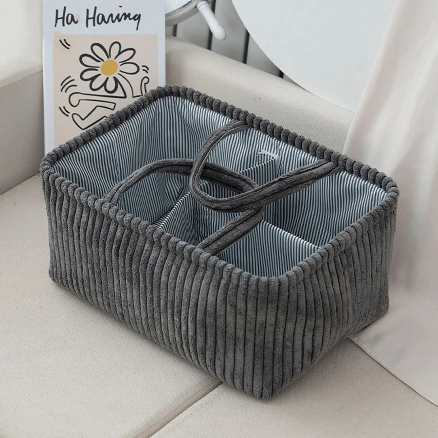 Suede storage basket 38x26 cm – stylish organizer for toys, laundry &amp; baby items