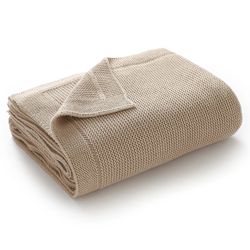 Knitted baby blanket cotton – 100x80 cm – for crib, stroller &amp; swaddle