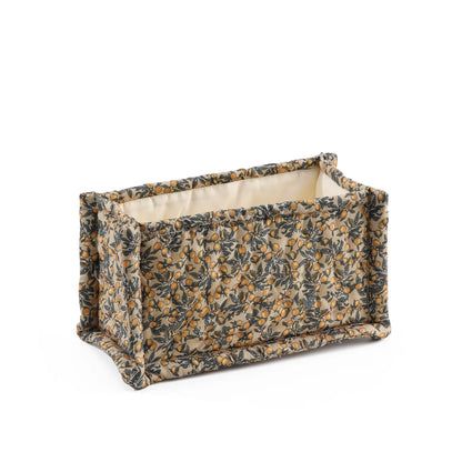 Cotton storage basket with floral print - quilted - multifunctional for diapers, care