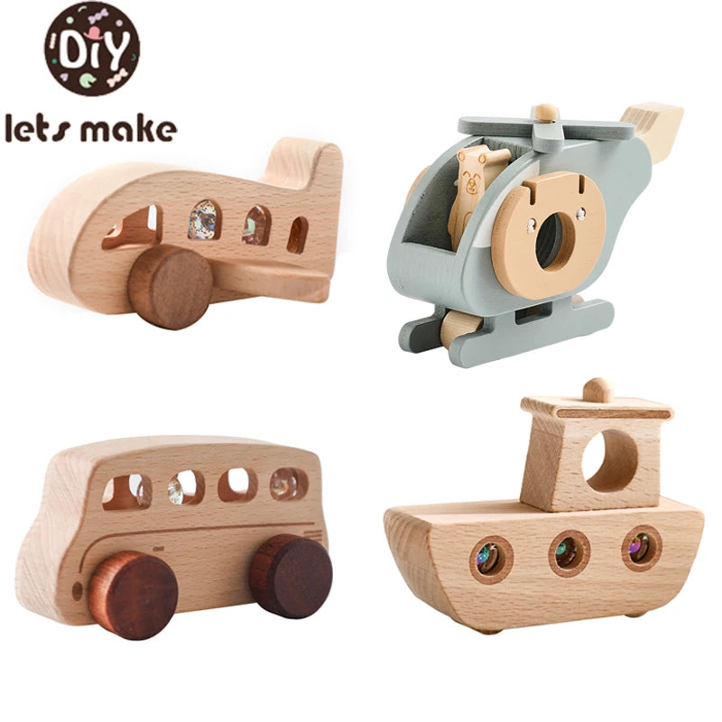 Wooden vehicles – airplane, helicopter, bus &amp; boat – various designs