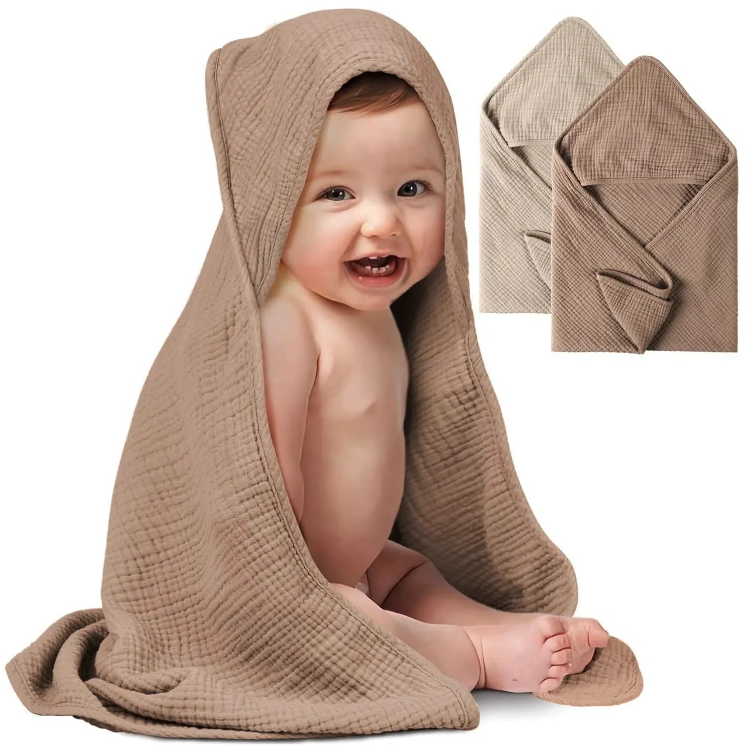 Baby hooded bath towel – soft &amp; absorbent – ​​76x76 cm