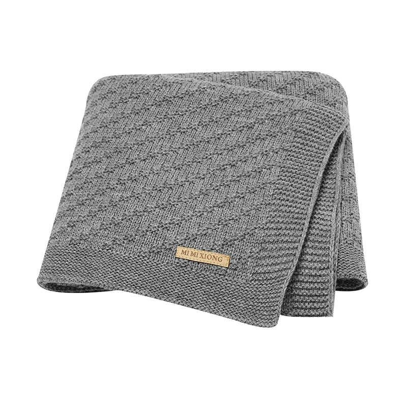 Knitted baby blanket cotton – 90x70 cm – for crib, stroller &amp; swaddle