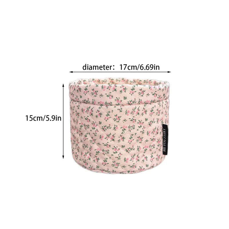 Floral print storage basket - for make-up, toiletries or baby items