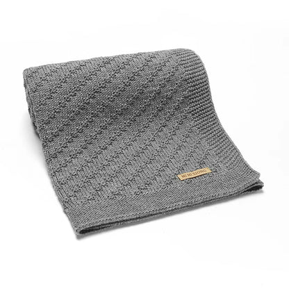 Knitted baby blanket cotton – 90x70 cm – for crib, stroller &amp; swaddle