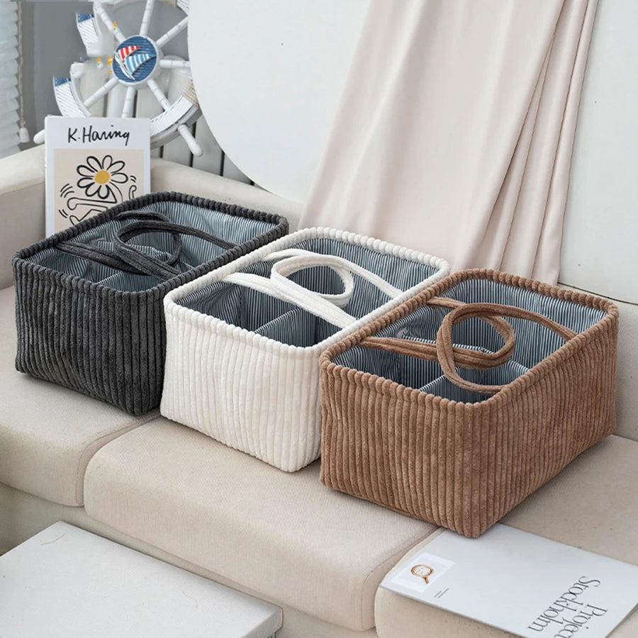 Suede storage basket 38x26 cm – stylish organizer for toys, laundry &amp; baby items