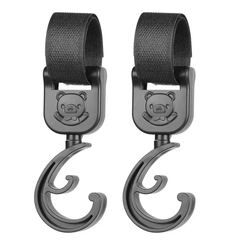 Swivel stroller hooks – universal bag carriers – sturdy hanging hooks for buggies and strollers