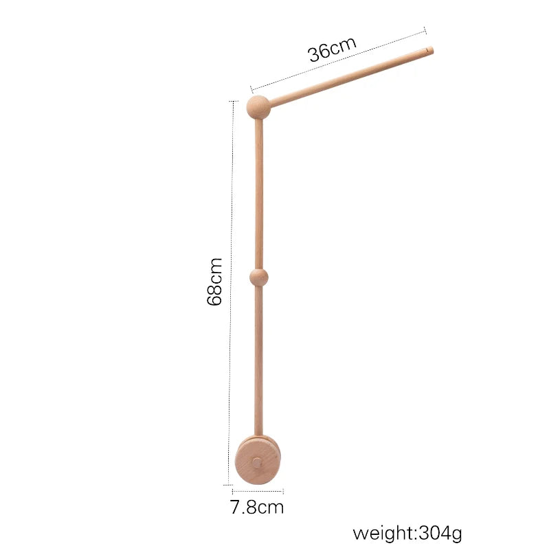 Wooden mobile – with bunnies and playful figures – for a crib or dresser