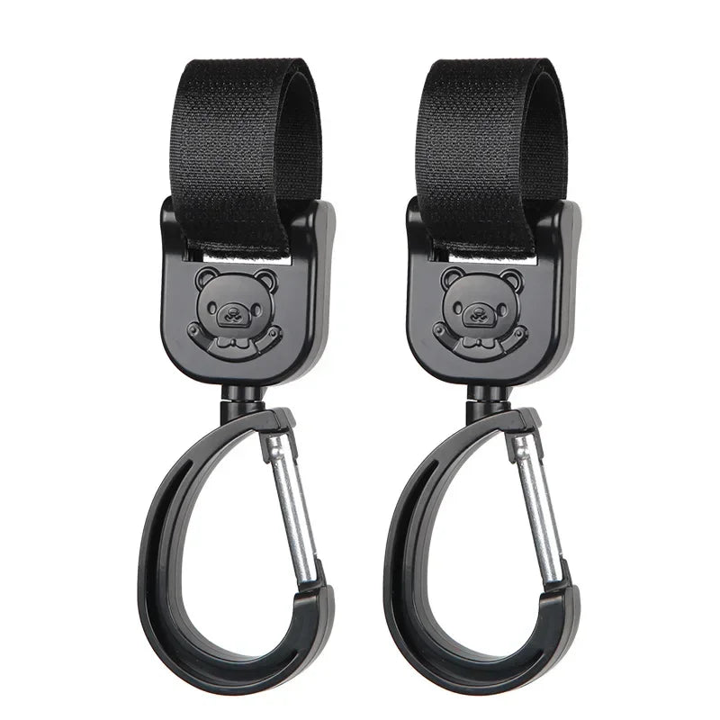 Swivel stroller hooks – universal bag carriers – sturdy hanging hooks for buggies and strollers
