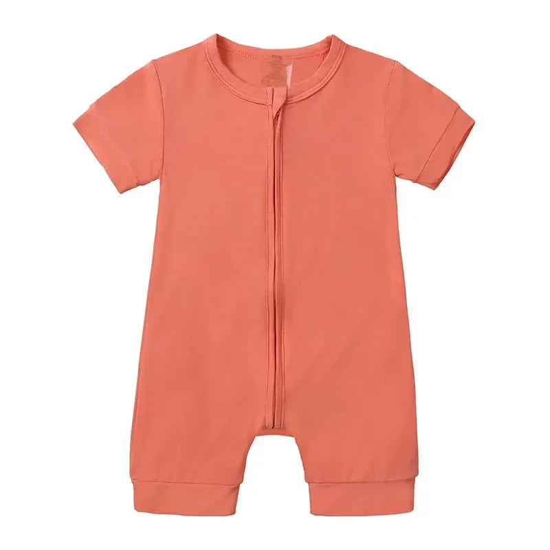 Baby summer romper – short sleeves – bamboo fiber with zipper – 3–24 months 