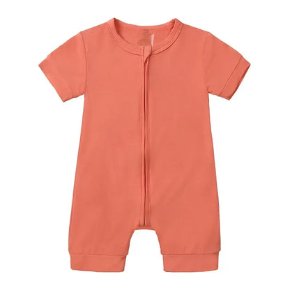 Baby summer romper – short sleeves – bamboo fiber with zipper – 3–24 months 