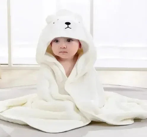 Baby bath cape with hood – 80x80 cm – soft and warm for after a bath